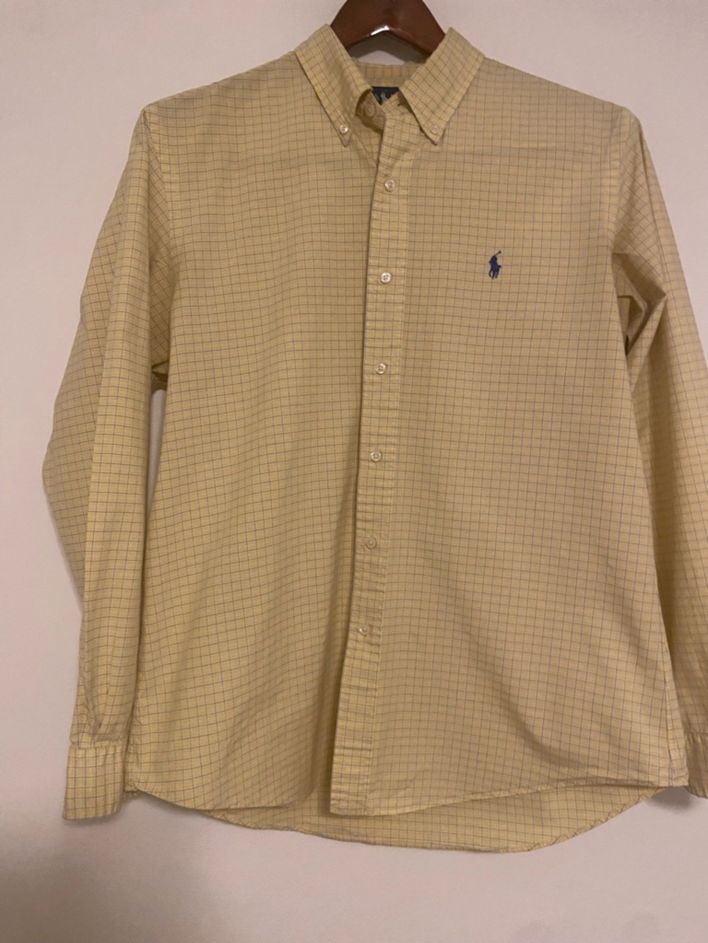 Ralph Lauren Yellow Windowpane Button-Down Shirt with Blue Pony (16 34/35)
